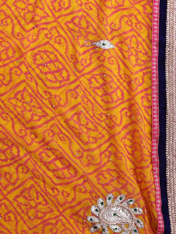 yellow gold georgette saree - 10342572 - Zoom Image - 5