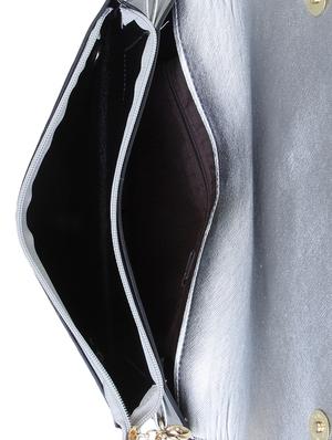 silver leatherette clutch - 10346309 - Standard Image - 3
