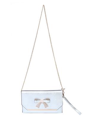 silver leatherette clutch - 10346309 - Standard Image - 5