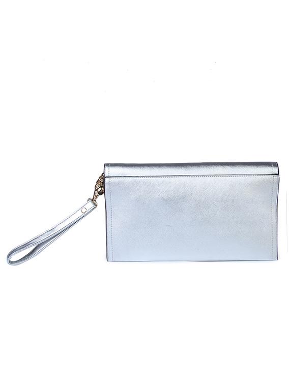 silver leatherette clutch - 10346309 - Zoom Image - 2