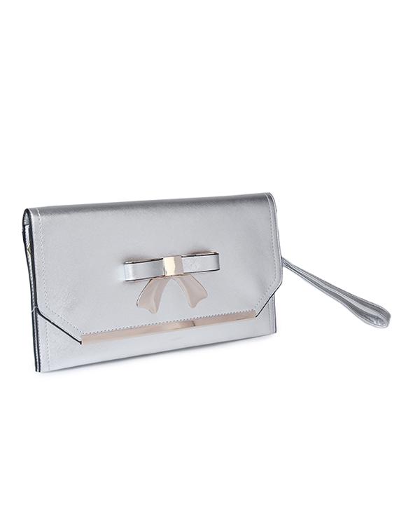 silver leatherette clutch - 10346309 - Zoom Image - 4