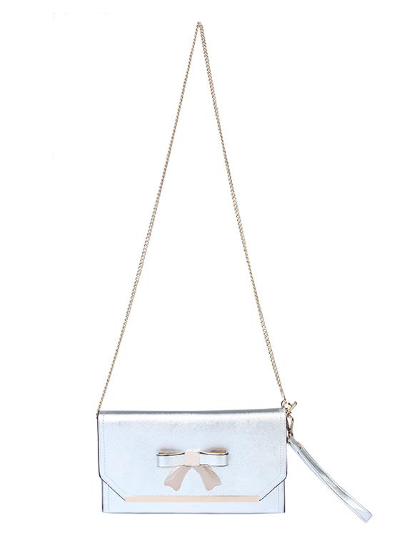 silver leatherette clutch - 10346309 - Zoom Image - 5