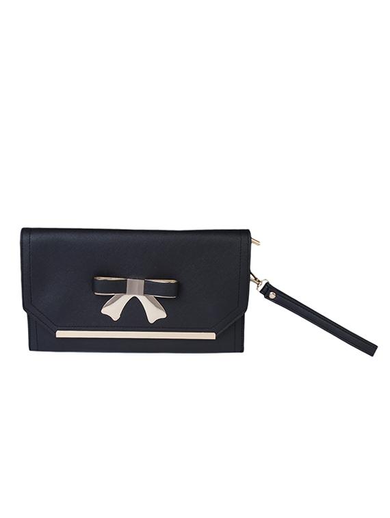 black leatherette clutch - 10346311 - Zoom Image - 1