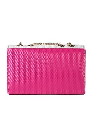 white & pink textured leatherette color block sling bag - 10346336 - Standard Image - 2