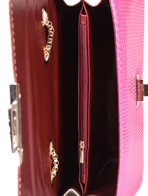 white & pink textured leatherette color block sling bag - 10346336 - Standard Image - 3