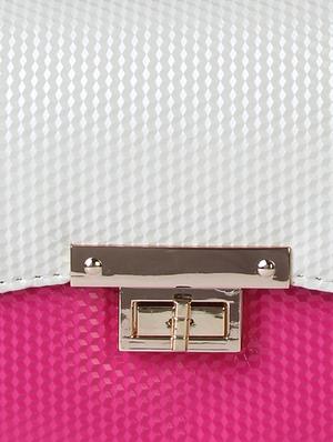white & pink textured leatherette color block sling bag - 10346336 - Standard Image - 4