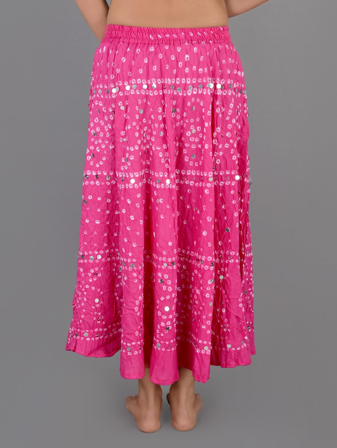 pink embellished bandhani long skirt - 1034737 - Zoom Image - 2
