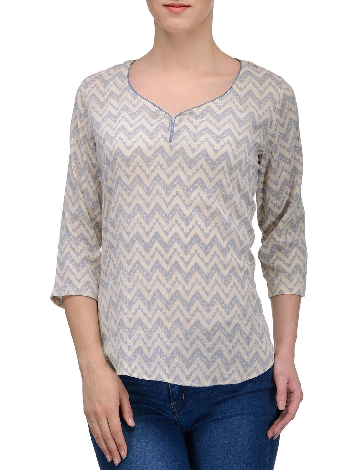 grey printed casual top - 10351436 - Zoom Image - 1