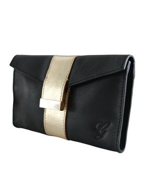 black pure leather envelope clutch - 10358122 - Standard Image - 5