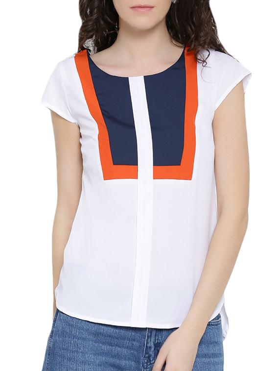 white poly crepe top - 10358520 - Zoom Image - 1