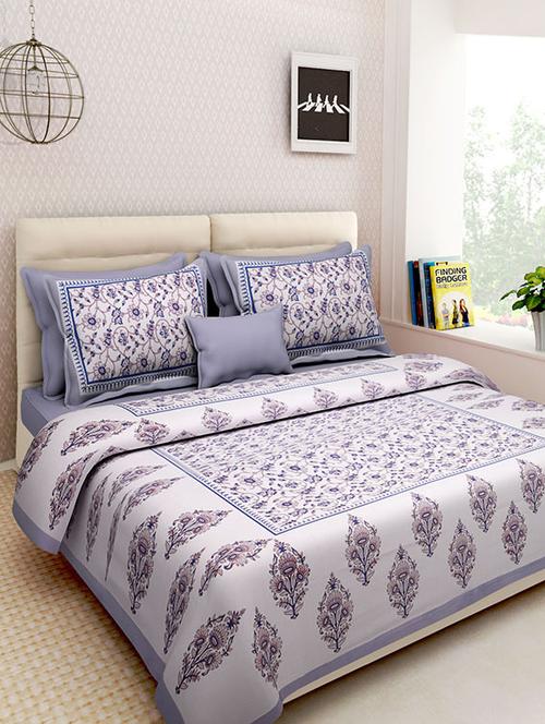 cotton jaipuri traditional double bedsheet with 2 pillwo cover - 10364307 - Standard Image - 1