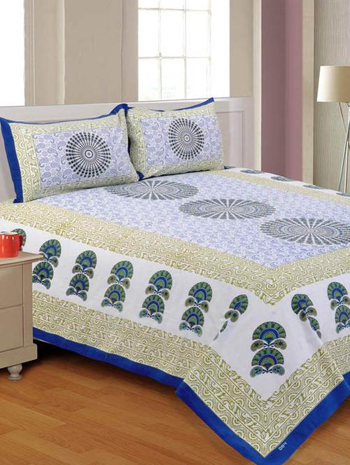 cotton jaipuri traditional double bedsheet with 2 pillwo cover - 10364365 - Standard Image - 1