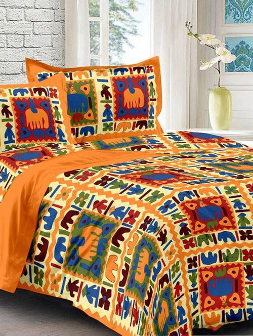 cotton jaipuri traditional double bedsheet with 2 pillwo cover - 10364500 - Standard Image - 1