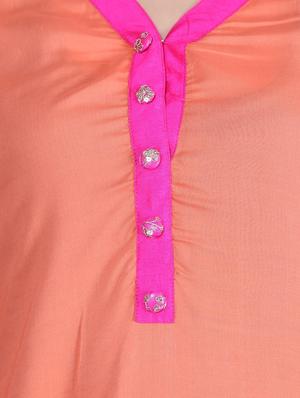 orange cotton highlow kurta - 10364528 - Standard Image - 4