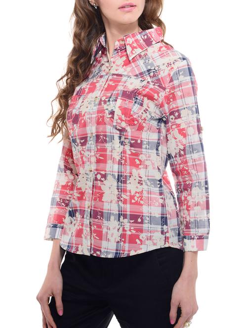 A Luv Ya Cotton Check & Floral Shirt - 10384356 - Standard Image - 1