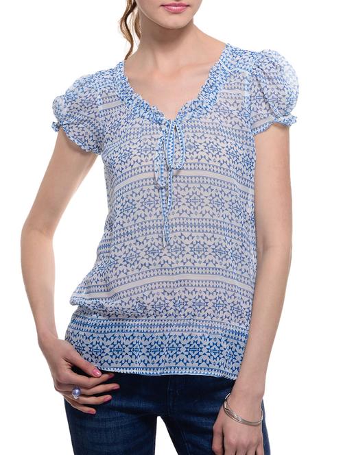 a luv ya printed georgette sheer top - 10384814 - Very Small Image - 1