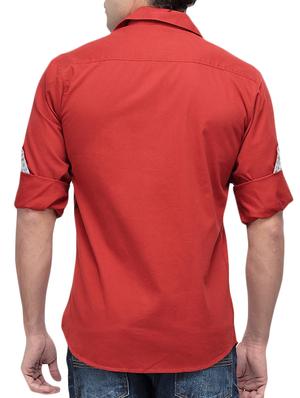 rust cotton casual shirt - 10386908 - Standard Image - 3