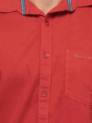 rust cotton casual shirt - 10386908 - Standard Image - 4
