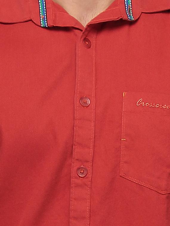 rust cotton casual shirt - 10386908 - Zoom Image - 4