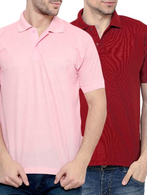 maroon,pink poly cotton tshirt - 10394042 - Standard Image - 1