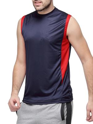 navy blue color block t-shirt - 10398846 - Standard Image - 2