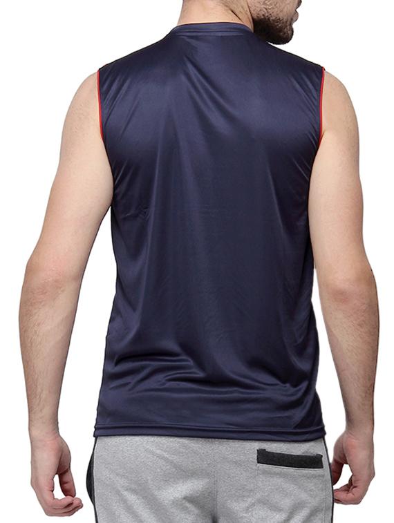 navy blue color block t-shirt - 10398846 - Zoom Image - 3