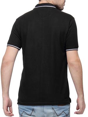 solid black cotton polo t-shirt - 10398851 - Standard Image - 3