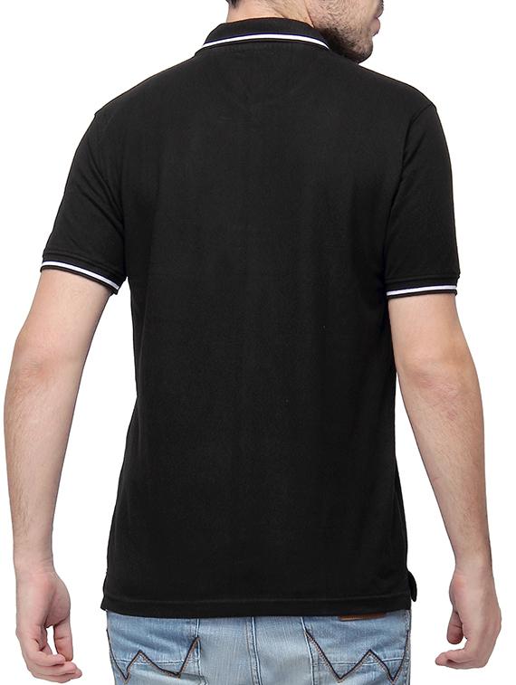 solid black cotton polo t-shirt - 10398851 - Zoom Image - 3