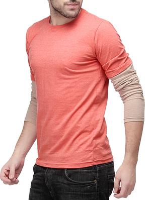peach cotton color block t- shirt - 10398885 - Standard Image - 2