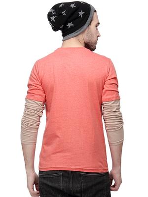 peach cotton color block t- shirt - 10398885 - Standard Image - 3