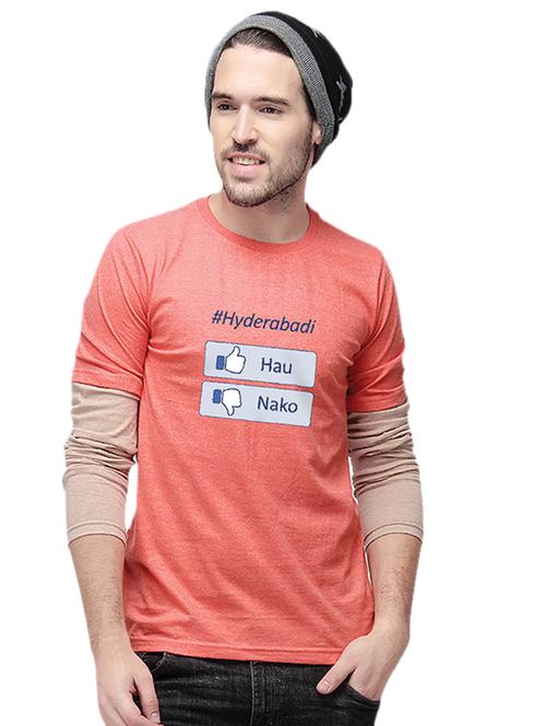 peach brown colored, cotton tee- shirt - 10398920 - Standard Image - 1