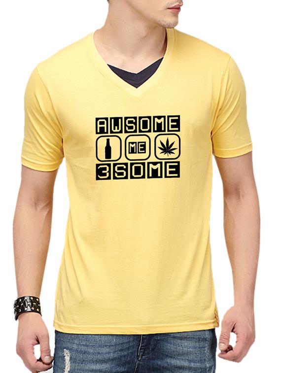yellow cotton chest print t-shirt - 10398928 - Zoom Image - 1