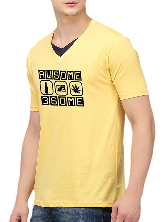 yellow cotton chest print t-shirt - 10398928 - Zoom Image - 2