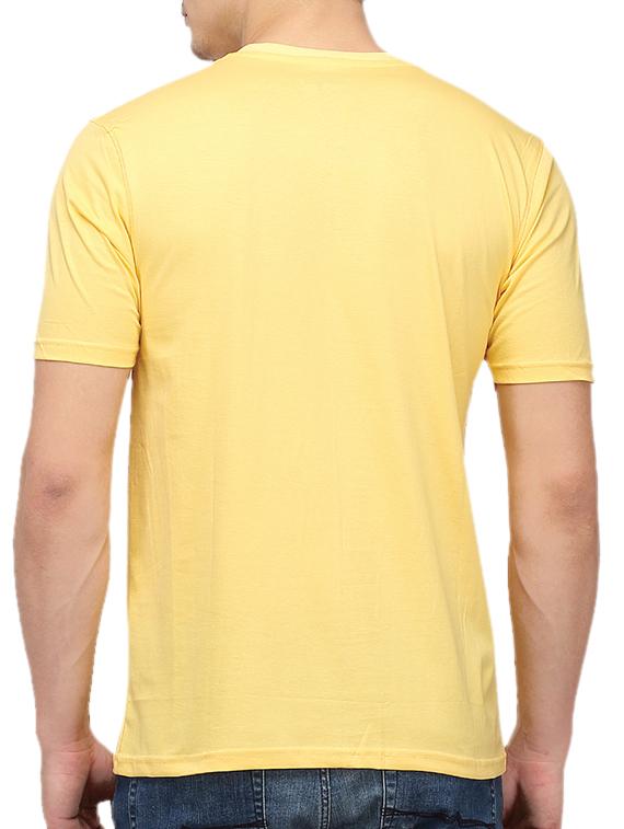 yellow cotton chest print t-shirt - 10398928 - Zoom Image - 3