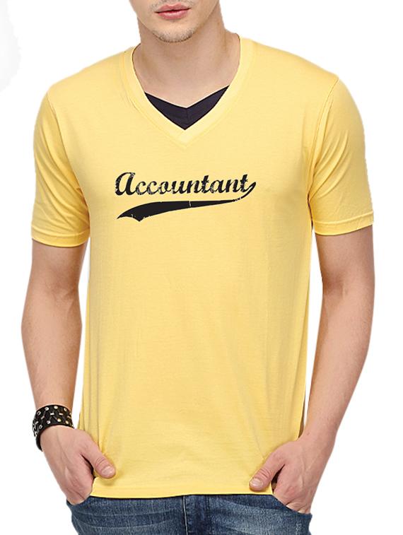 yellow cotton chest print t-shirt