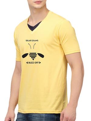 yellow cotton chest print t-shirt - 10398933 - Standard Image - 2