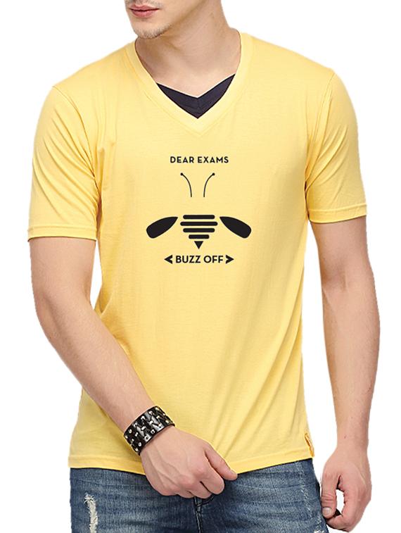 yellow cotton chest print t-shirt - 10398933 - Zoom Image - 1