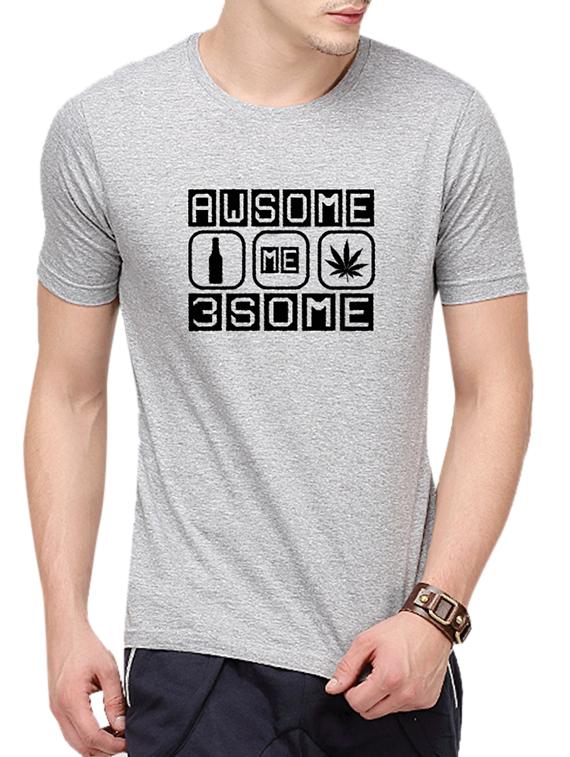 grey cotton chest print t-shirt - 10398955 - Zoom Image - 1