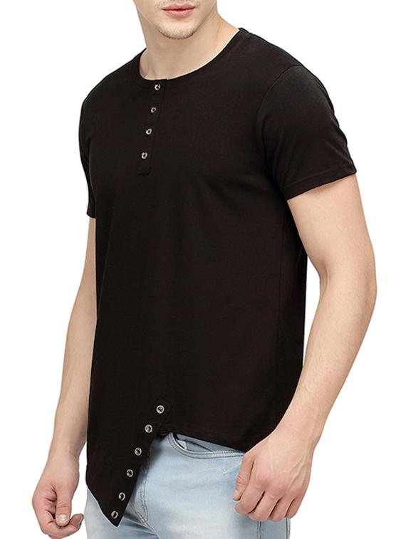 solid black cotton t-shirt - 10399066 - Zoom Image - 2