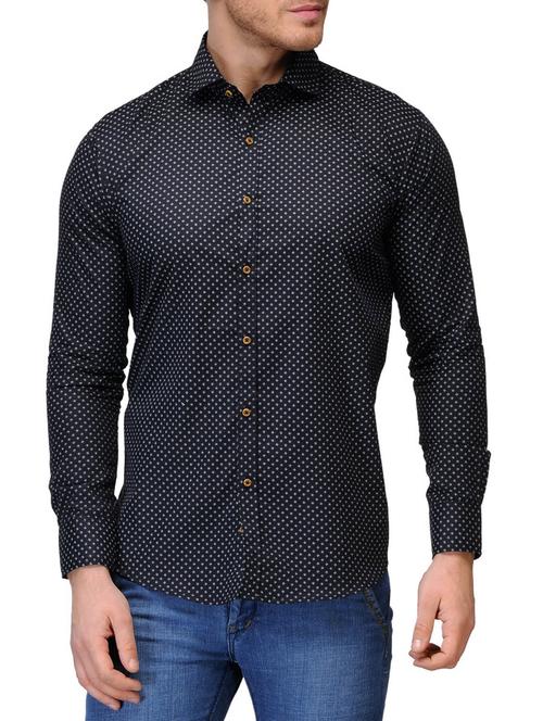 black, off white cotton casual shirt - 10399106 - Standard Image - 1