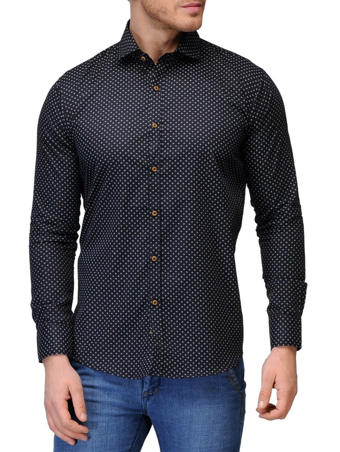 black, off white cotton casual shirt - 10399106 - Zoom Image - 1