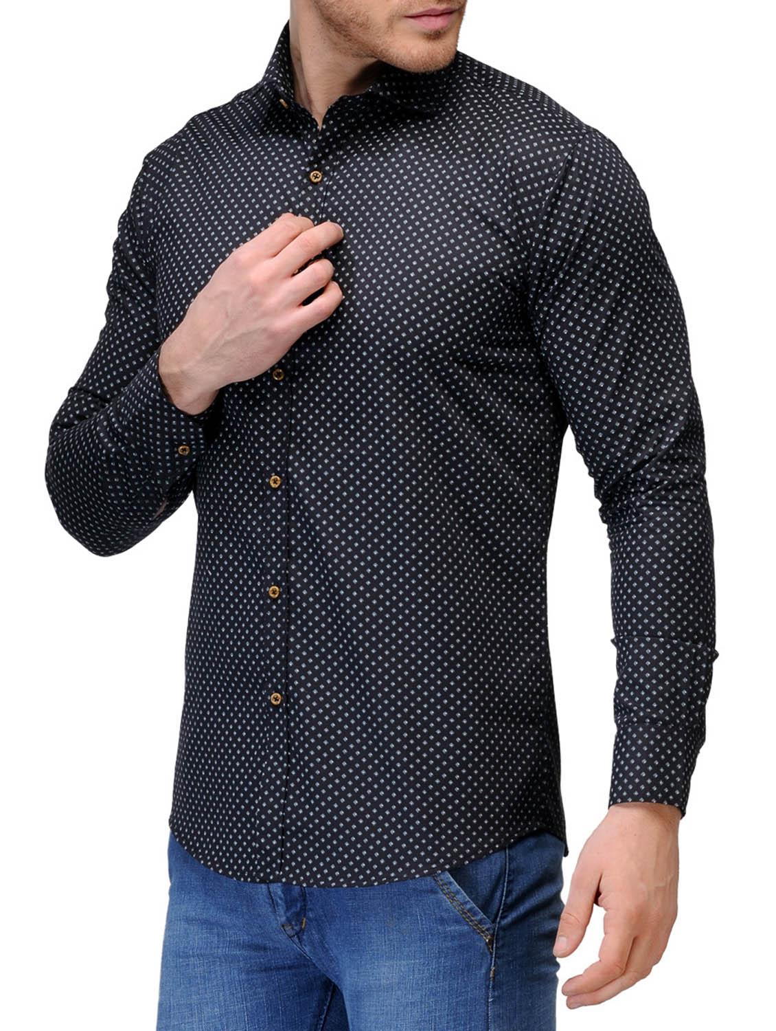 black, off white cotton casual shirt - 10399106 - Zoom Image - 2