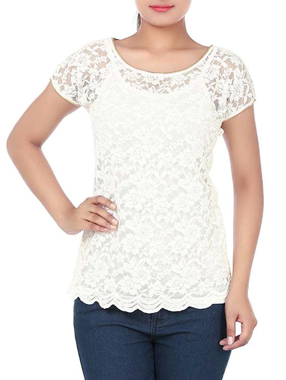 white cotton crop top - 10411657 - Zoom Image - 1