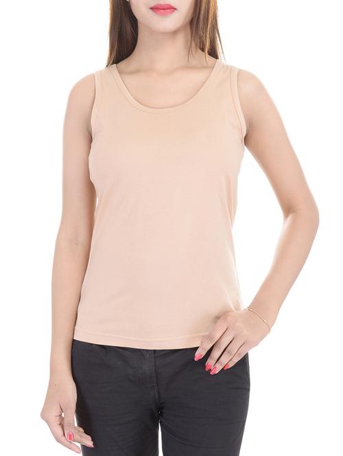 solid beige tank tee - 10413353 - Standard Image - 1