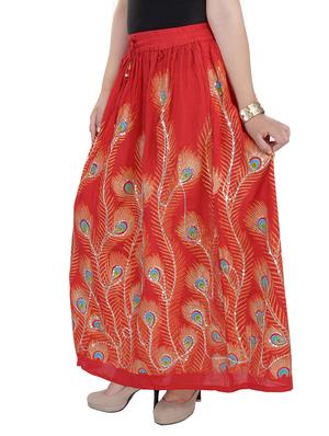 red cotton skirts - 10416645 - Standard Image - 2