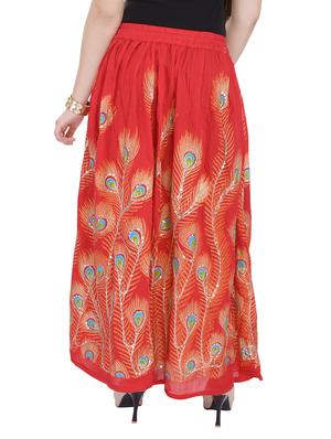 red cotton skirts - 10416645 - Standard Image - 3