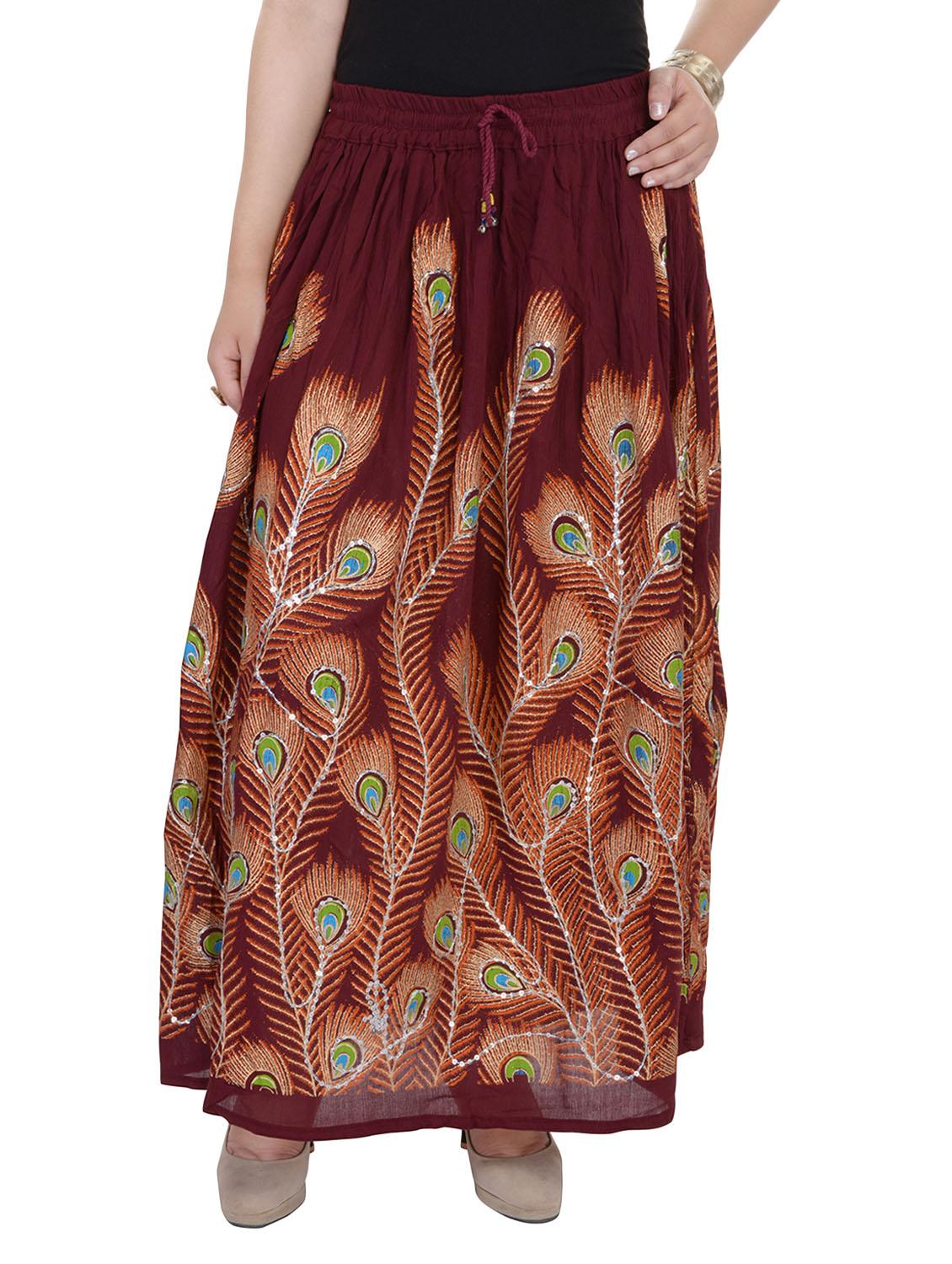 maroon cotton skirts - 10416651 - Zoom Image - 1