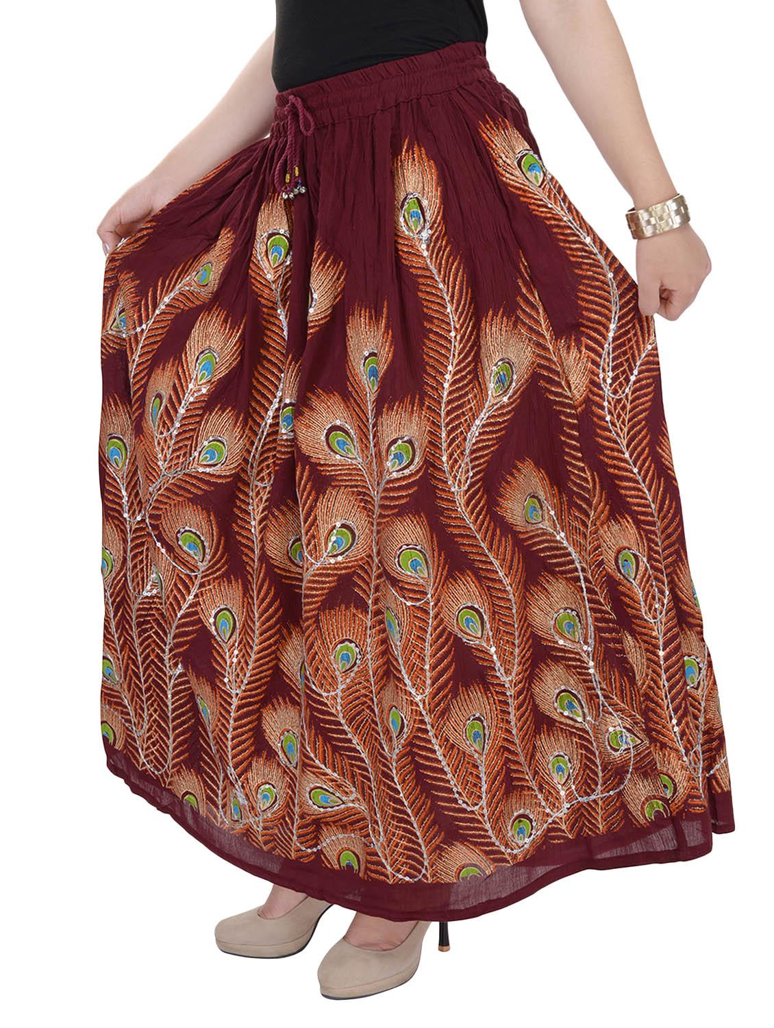 maroon cotton skirts - 10416651 - Zoom Image - 2