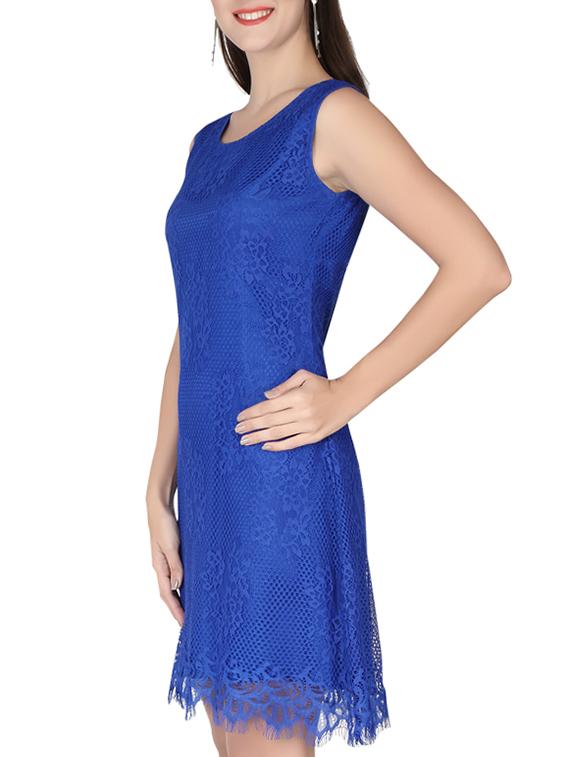 mesh detail a-line dress - 10417701 - Zoom Image - 2