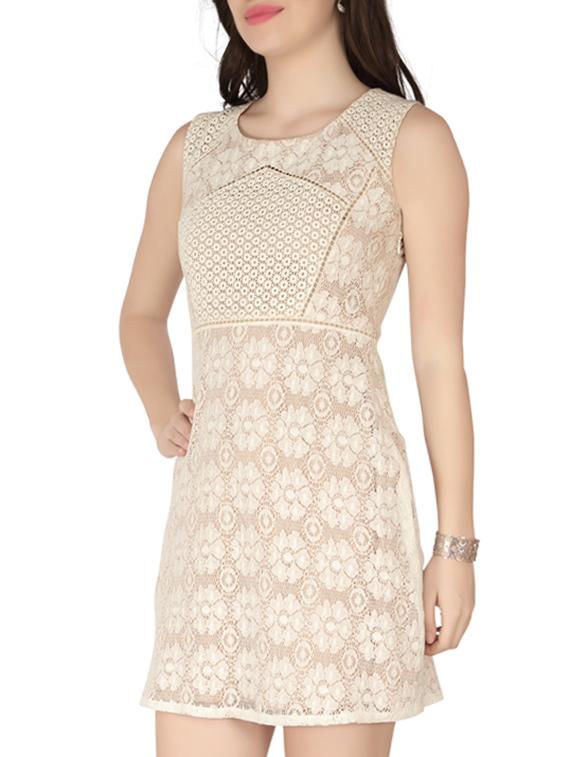 off white cotton blend dress - 10417735 - Zoom Image - 2
